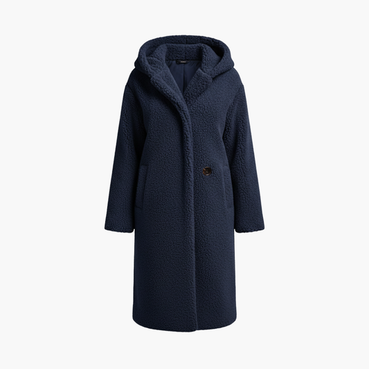 Long hooded button-front coat for women | Eloria -1