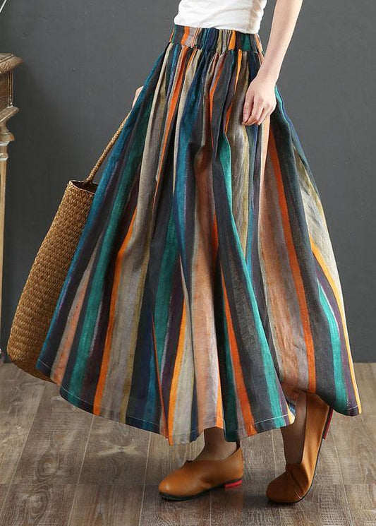 Striped A-Line Retro Print Skirt  for Women | Elowen
