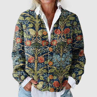 Floral print button-front everyday cardigan for women | Eloria Bloom -2
