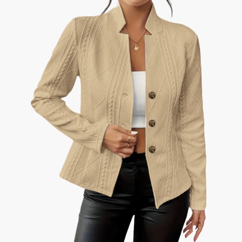 Lapel-collar single-button tailored blazer for women | Marcelline -3