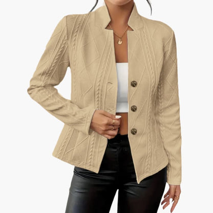 Lapel-collar single-button tailored blazer for women | Marcelline -3