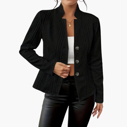 Lapel-collar single-button tailored blazer for women | Marcelline -6