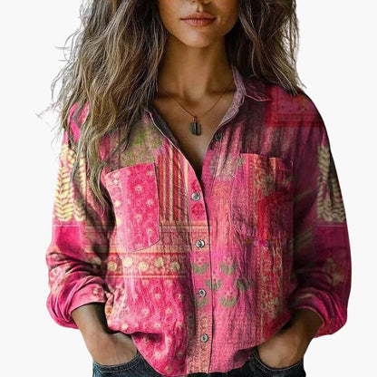 Classic long-sleeve button-down everyday shirt for women | Elvora -5