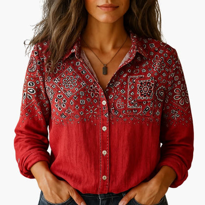 Classic long-sleeve button-down everyday shirt for women | Elvora -2