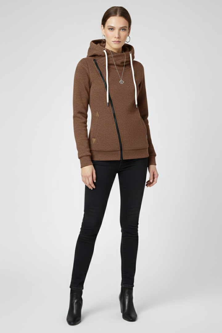 Emberlynne | Women's Asymmetrical Zip Hooded Jacket