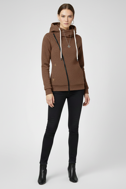 Emberlynne | Women's Asymmetrical Zip Hooded Jacket