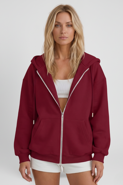 Emberlynne | Women's Asymmetrical Zip Hooded Jacket