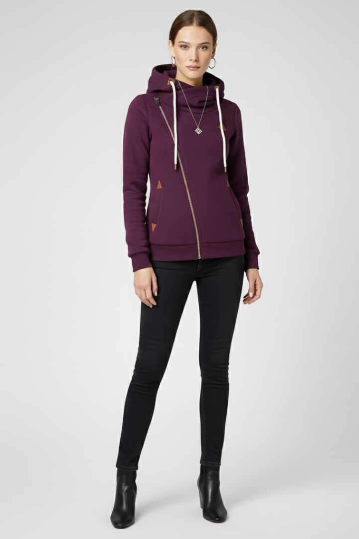 Emberlynne | Women's Asymmetrical Zip Hooded Jacket