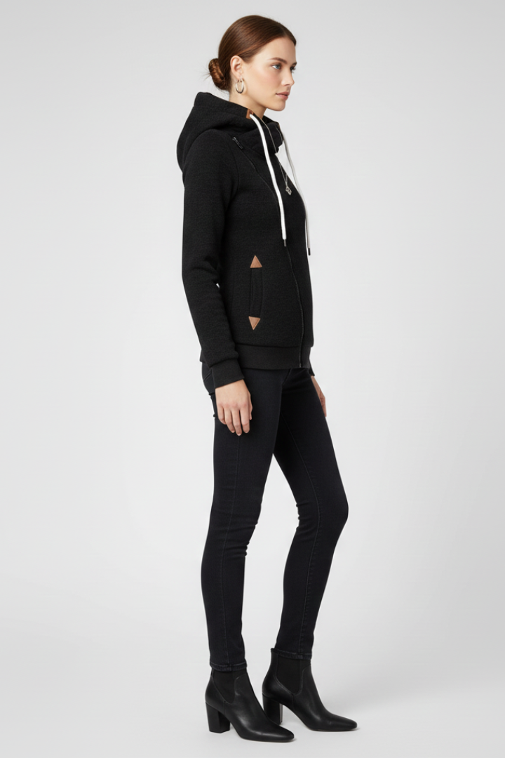Emberlynne | Women's Asymmetrical Zip Hooded Jacket