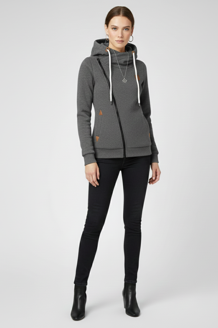 Emberlynne | Women's Asymmetrical Zip Hooded Jacket