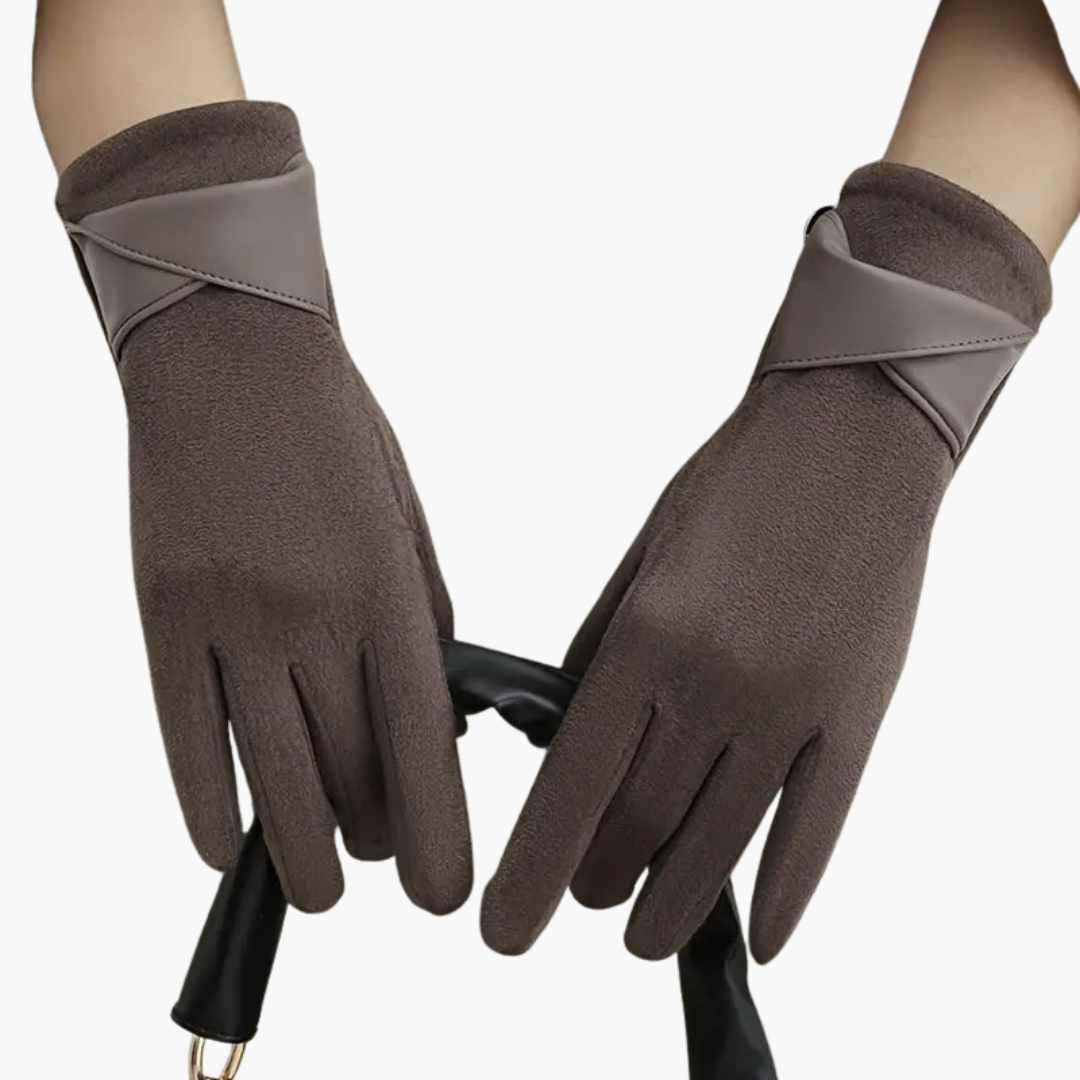 Fleece-lined adjustable-strap winter gloves for women | Norvella -3