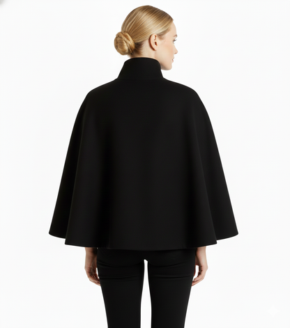 Elegant high collar long coat with removable belt for Women | Ivanna Élan