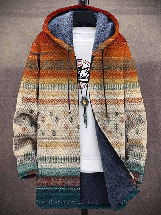 Artistic patterned long cardigan with relaxed silhouette men| Zalie Muse