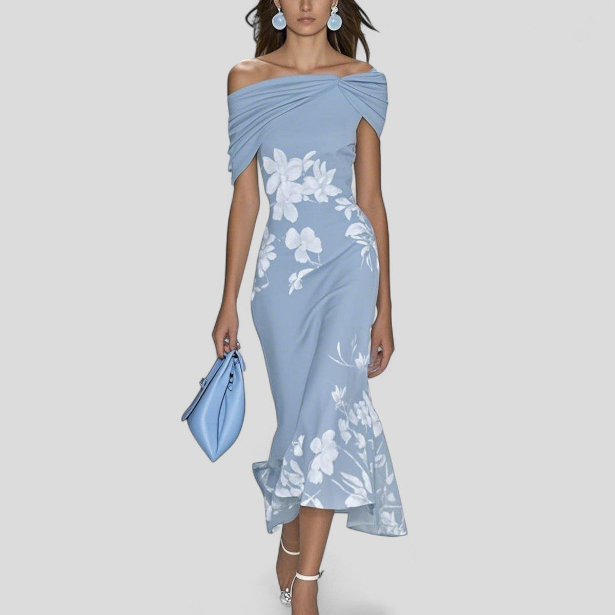 Elegant statement-print everyday midi dress for women | Isadora -2