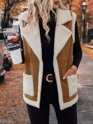 Varelle | Women's Lapel Collar Warm Vest with Front Pockets