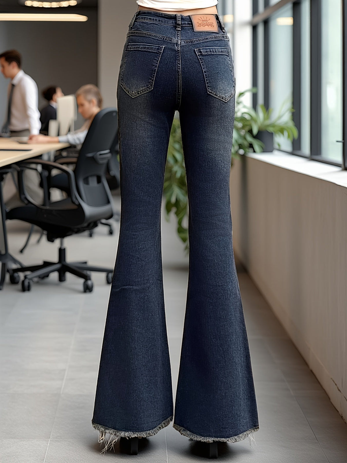 Rosalie | Women's Frayed Hem High Waisted Flare Jean