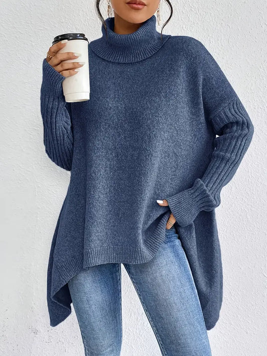 Oversized cosy turtleneck knit jumper for women | Elowen -1