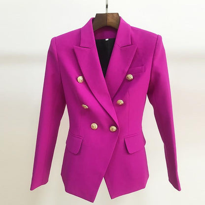 Double-breasted gold-button tailored blazer for women | Vivienne -19