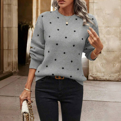 Polka dot cosy knit sweater for women | Lunette -3