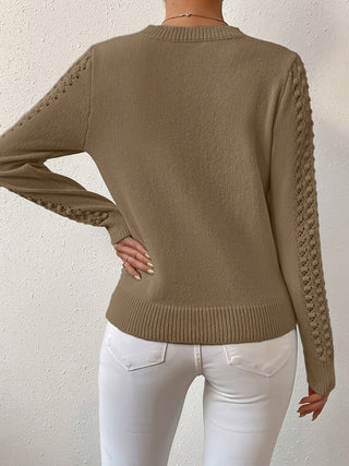 Celestra | Women's Pointelle Knit Round Neck Sweater