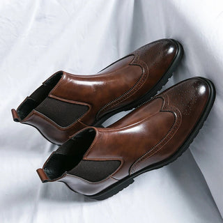 Genuine leather brogue-detail Chelsea boots for men | Alden -2