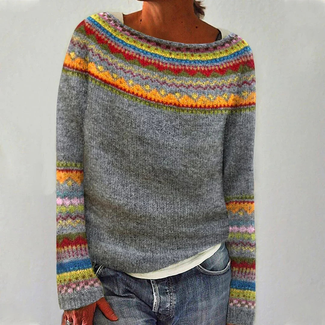 Varelle | Women's Fair Isle Pattern Relaxed Fit Sweater