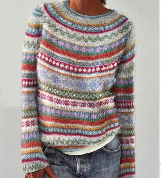 Varelle | Women's Fair Isle Pattern Relaxed Fit Sweater