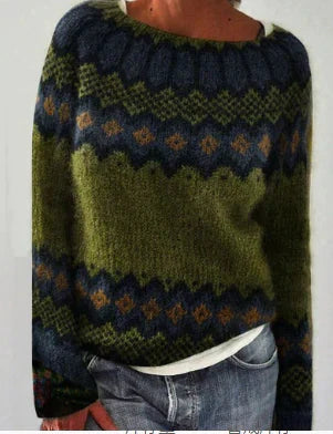 Varelle | Women's Fair Isle Pattern Relaxed Fit Sweater
