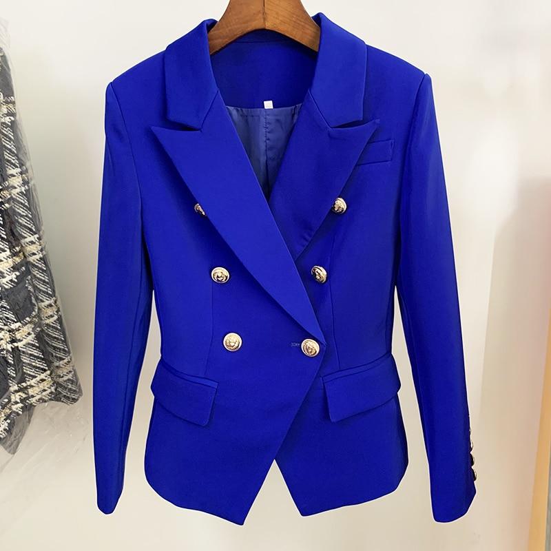 Double-breasted gold-button tailored blazer for women | Vivienne -13