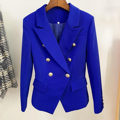 Double-breasted gold-button tailored blazer for women | Vivienne -13