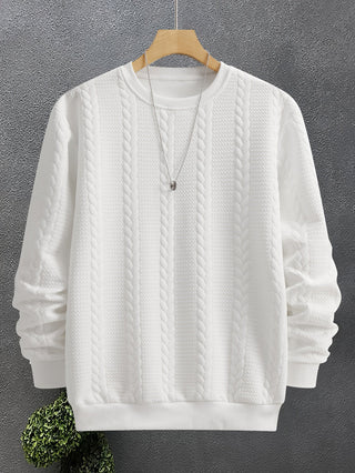 Alveron | Men's Textured Crew Neck Cable Knit Sweatshirt