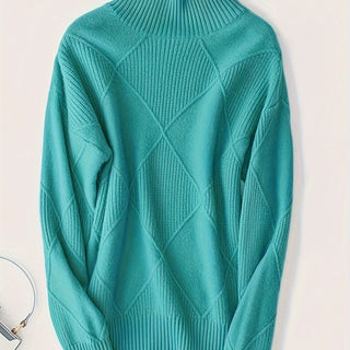 Mirelle | Women's Textured Turtleneck Diamond Knit Sweater