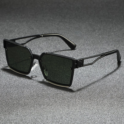 Retro half-frame gradient fashion sunglasses for men | Viridian -3