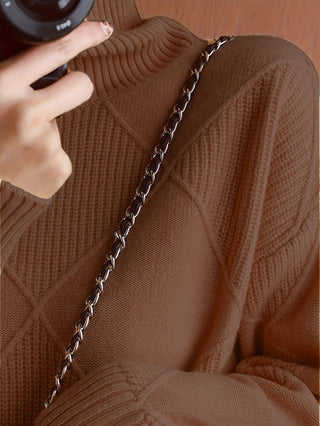 Mirelle | Women's Textured Turtleneck Diamond Knit Sweater