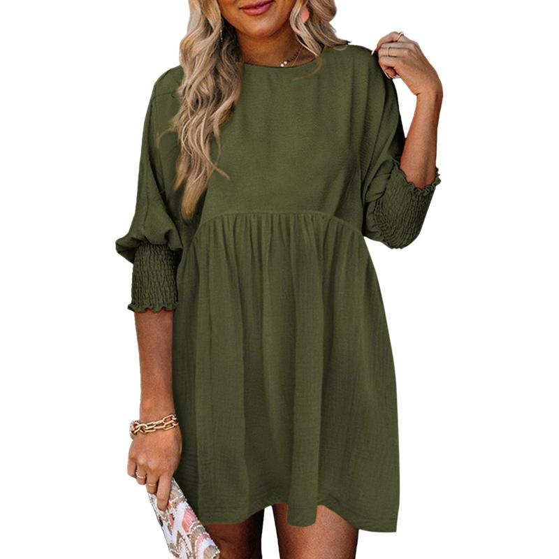 Casual crew-neck loose-fit everyday mini dress for women | Mirasol -8