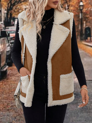 Varelle | Women's Lapel Collar Warm Vest with Front Pockets