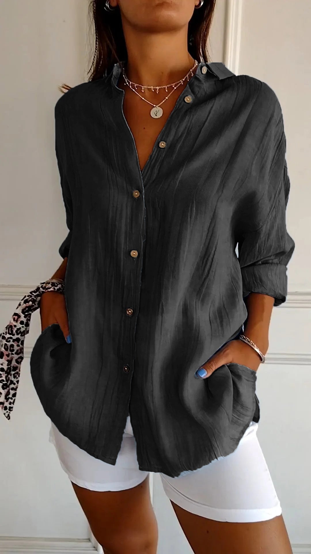 Elegant oversized everyday casual blouse for women | Emily -12