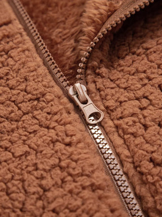 Velmara | Women's Teddy Zip Front Jacket with Pockets