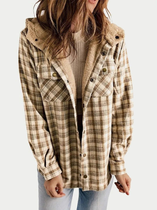 Virelle | Women's Oversized Plaid Hooded Shirt Jacket
