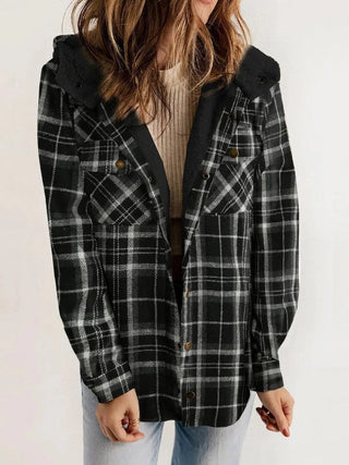 Virelle | Women's Oversized Plaid Hooded Shirt Jacket