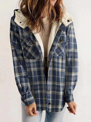 Virelle | Women's Oversized Plaid Hooded Shirt Jacket