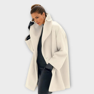 Oversized hooded thigh-length coat for women | Elowen -7