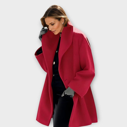 Oversized hooded thigh-length coat for women | Elowen -3