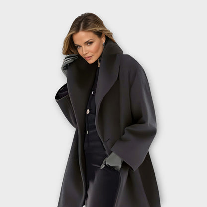 Oversized hooded thigh-length coat for women | Elowen -4
