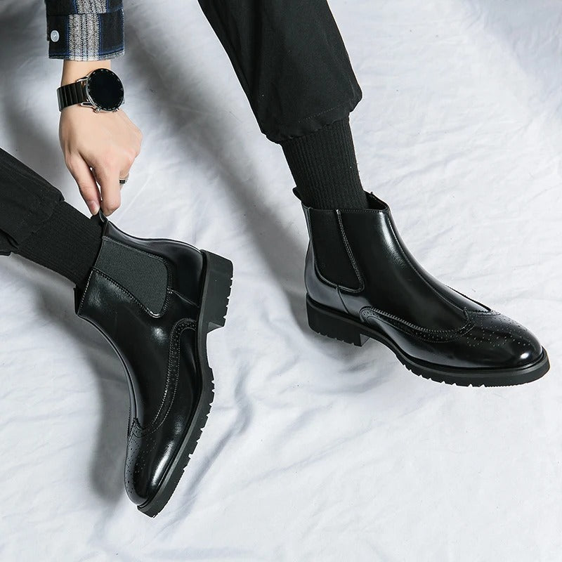 Genuine leather brogue-detail Chelsea boots for men | Alden -21