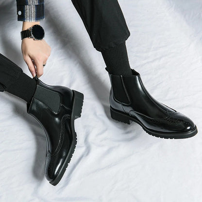 Genuine leather brogue-detail Chelsea boots for men | Alden -21