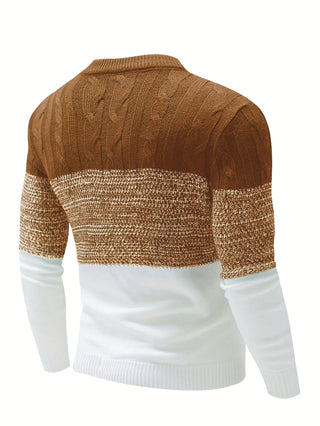 Valren | Men's Color Block Crew Neck Knit Sweater