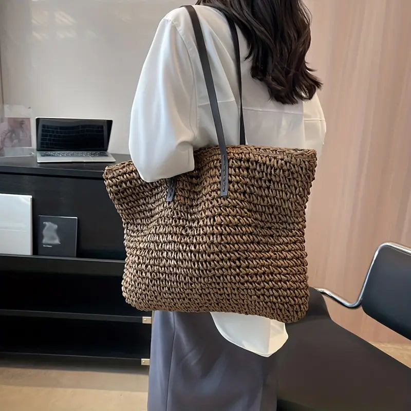 Marigold | Woven Straw Beach Tote Bag