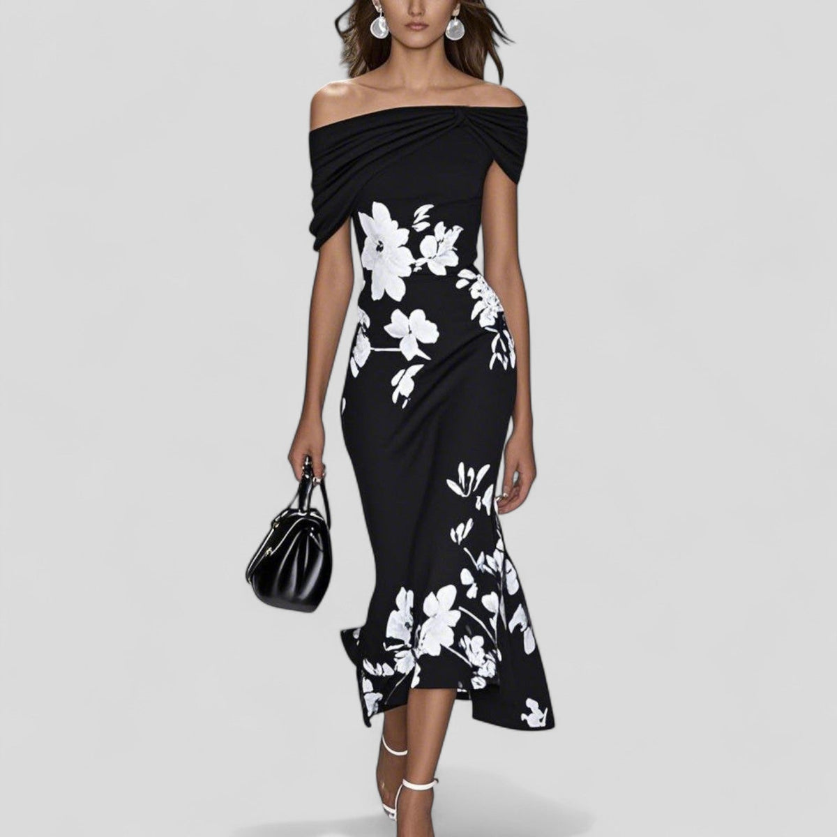 Elegant statement-print everyday midi dress for women | Isadora -3