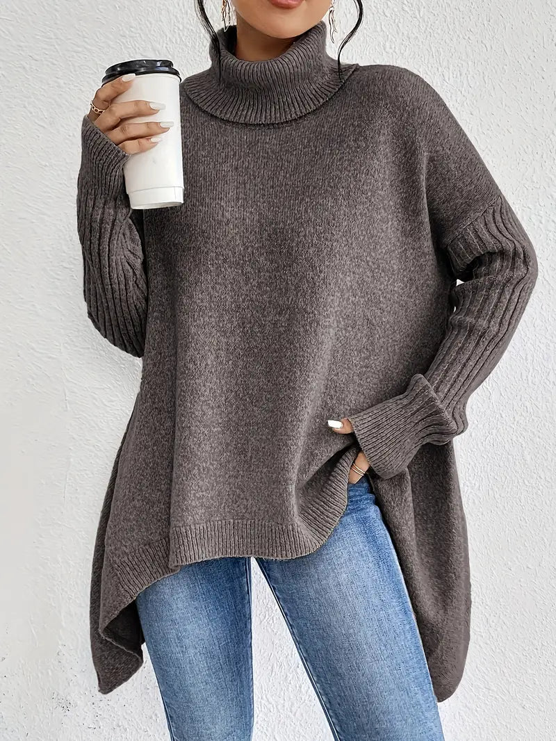 Oversized cosy turtleneck knit jumper for women | Elowen -8
